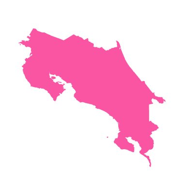 Vektör Düzenlenebilir Pembe Kosta Rika Basit Harita