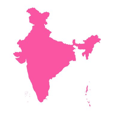 Vektör Pembe Hindistan Basit Haritası