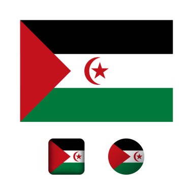 Batı Sahra Bayrak Düz Simgeleri Koleksiyonu