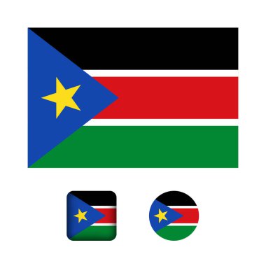 Güney Sudan Bayrak Düz Simgeler Koleksiyonu
