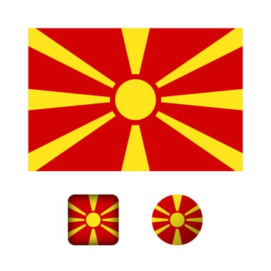 Makedonya Bayrak Düz Simgeleri Koleksiyonu
