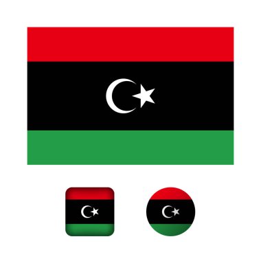 Libya Bayrak Düz Simgeleri Koleksiyonu