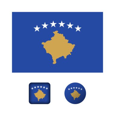 Kosova Bayrağı Düz Simge Koleksiyonu
