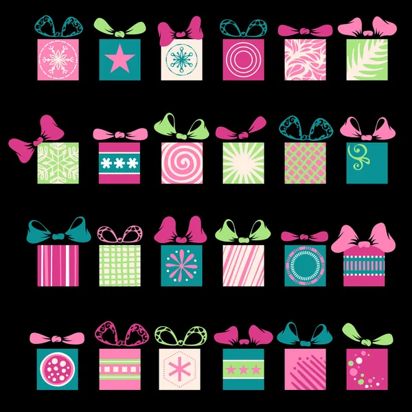 Cadeaux et arcs de fête . — Image vectorielle