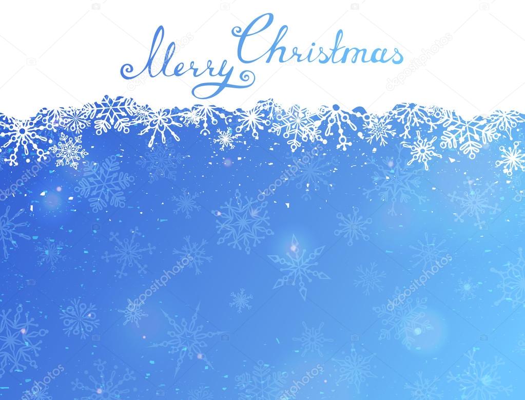 Blue Christmas background with hand-written text.
