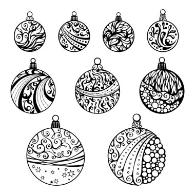 Beyaz arkaplanda izole edilmiş noel topları