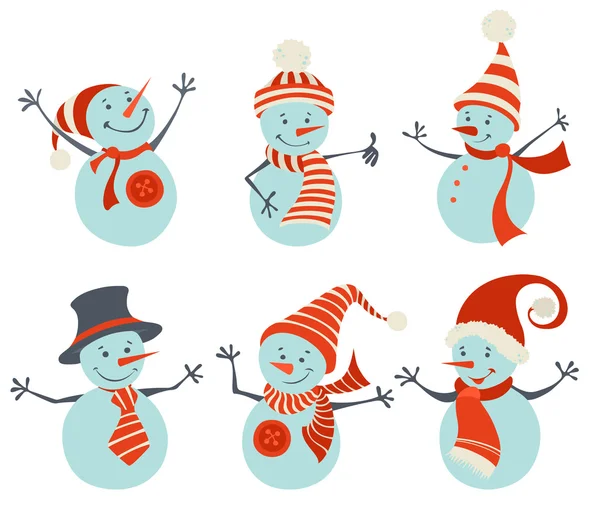 Ensemble de bonhommes de neige rétro . — Image vectorielle