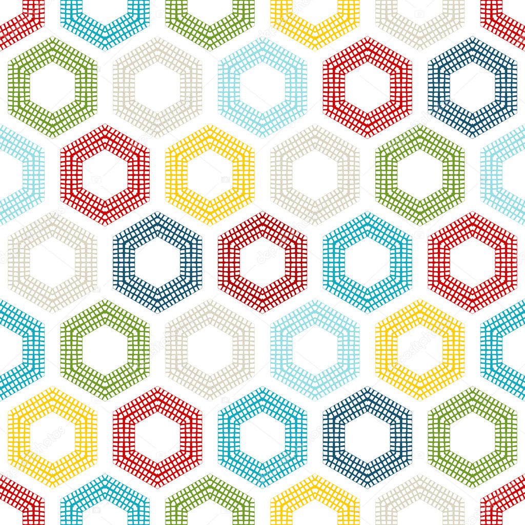 Seamless pattern of coloured hexagons. 