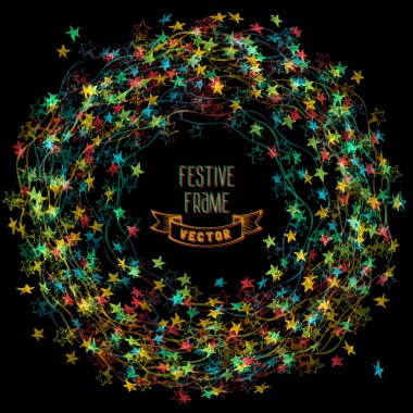 Noel ışıkları renkli çerçeve. 