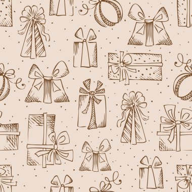 Seamless sketch pencil gifts. clipart