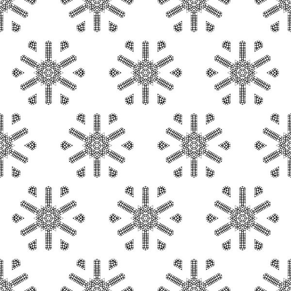 Crochet snowflakes seamless pattern. — Stock Vector