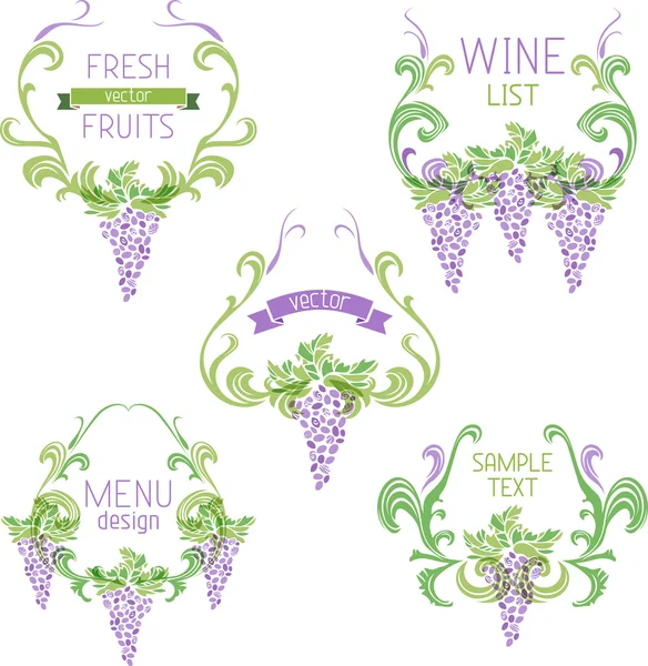 Grapes vintage wreathes — Stock Vector