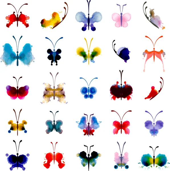 Mariposas de las manchas de acuarela . — Vector de stock