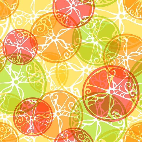 柑橘系の果物のシームレス パターン. — ストックベクタ