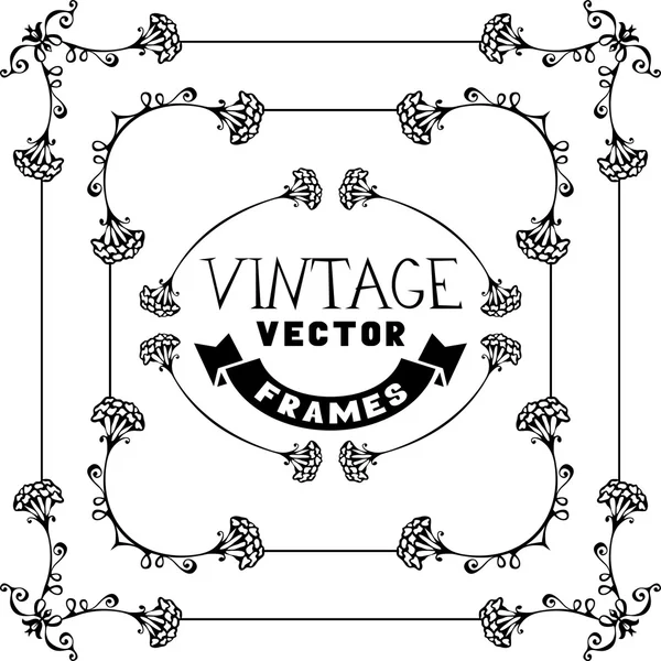 Set of floral vintage frames. — Stock Vector