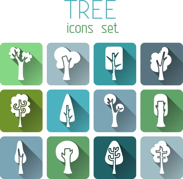 Bomen vierkante pictogrammen — Stockvector