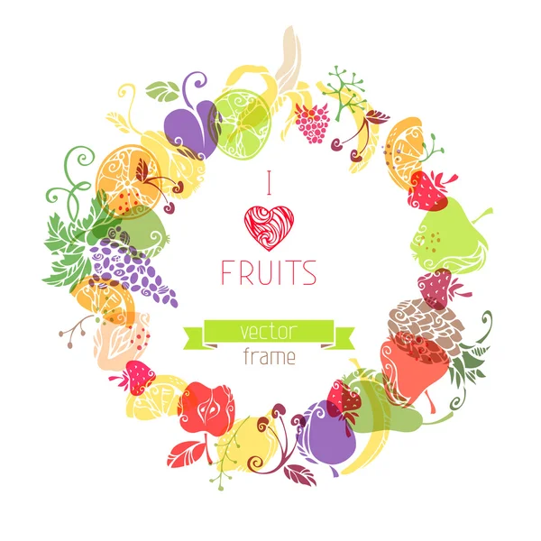 Fruits in the circle — Stock Vector