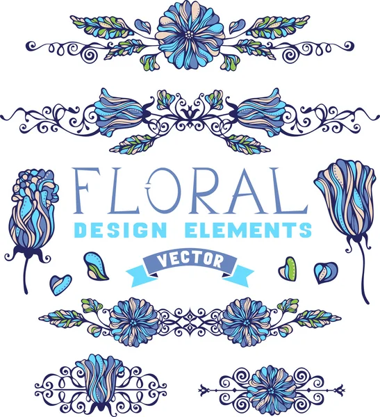 Conjunto de elementos de design floral . — Vetor de Stock