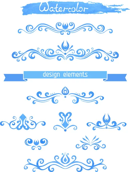 Elementos de diseño de acuarela . — Vector de stock