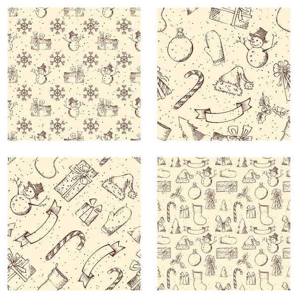 Set of seamless Christmas patterns. — Stock Vector