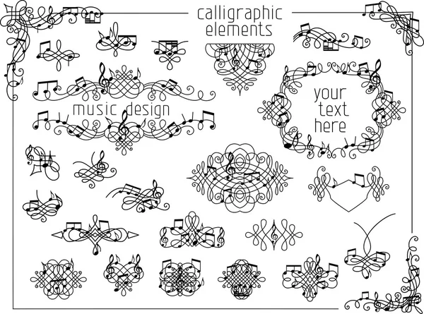 Conjunto de decoraciones de página de música . — Archivo Imágenes Vectoriales