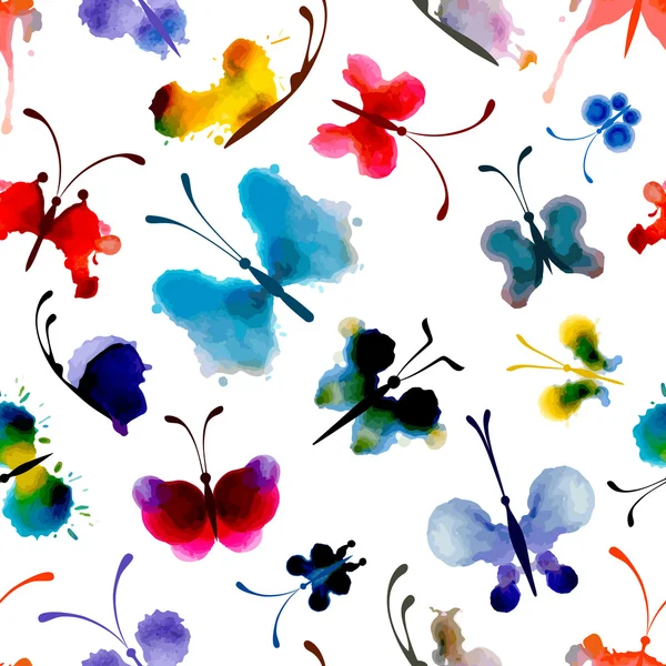 Butterflies from watercolor blots. — Stock Vector