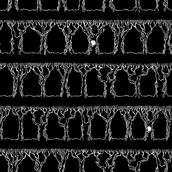 Muster mit Baumsilhouetten. — Stockvektor