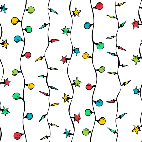 Seamless pattern of Christmas lights. — Stock Vector