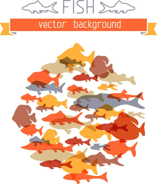 Various fishes in the circle — Stock Vector