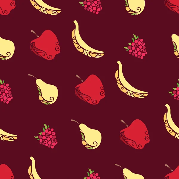 Seamless pattern of fruits and berries — Stock Vector