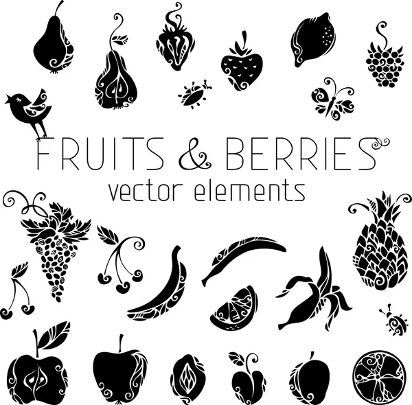 Set of fruits and berries. — Stock Vector