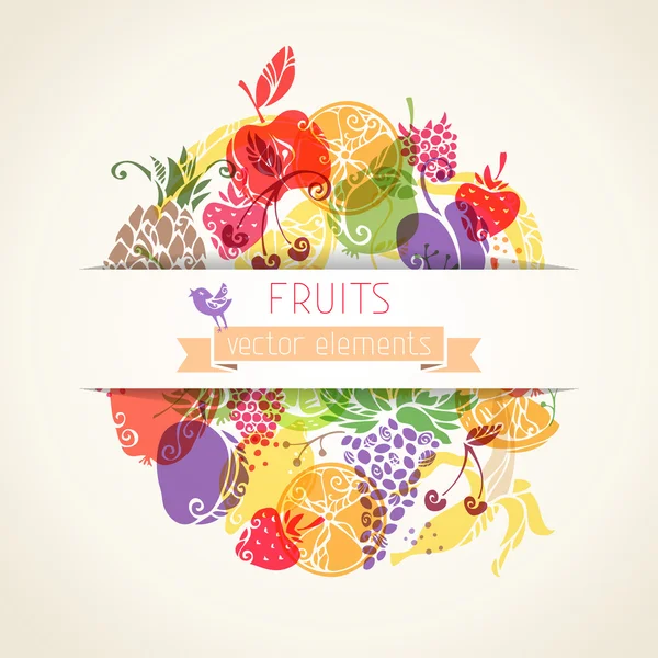 Frutas y bayas fondo — Vector de stock