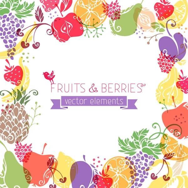Fruits and berries background — Stock Vector