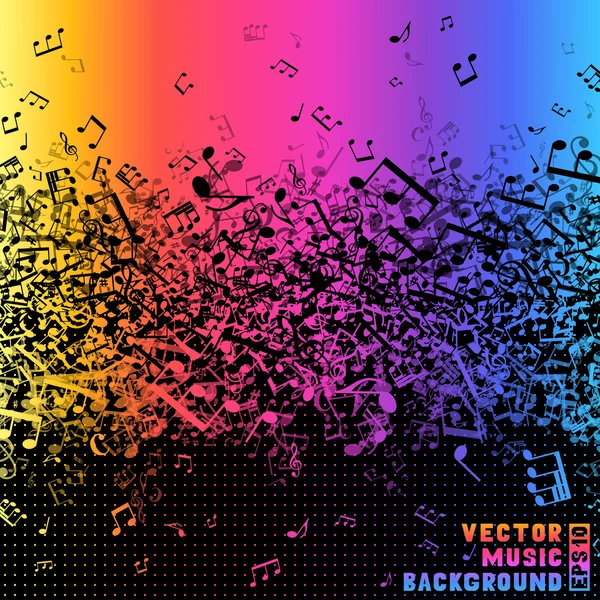 Notas musicales coloridas — Vector de stock