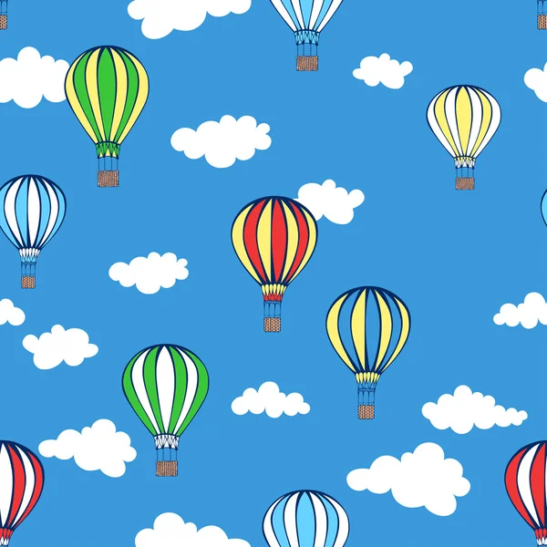 Seamless pattern of hot air balloons — Stock Vector