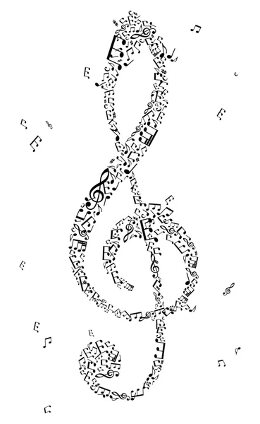 Clef noire aigüe de notes de musique — Image vectorielle