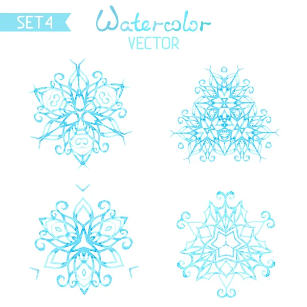 Conjunto vetorial de flocos de neve de aquarela . — Vetor de Stock