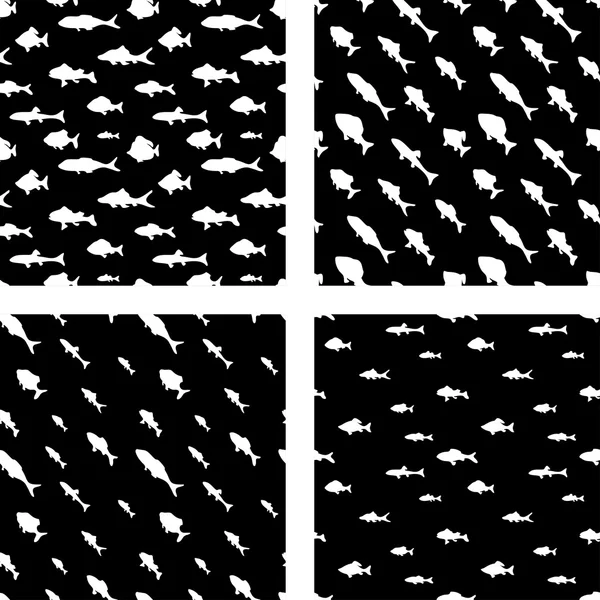 Ensemble de motifs de poissons sans couture . — Image vectorielle