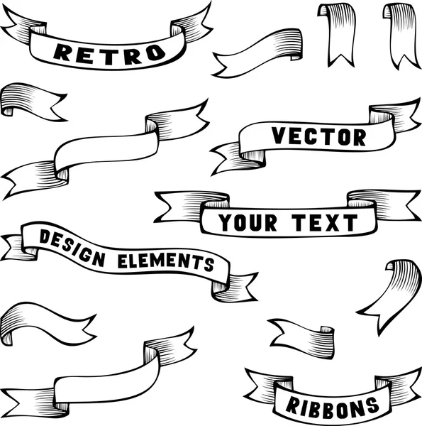 Zwarte banners handgetekende set. — Stockvector