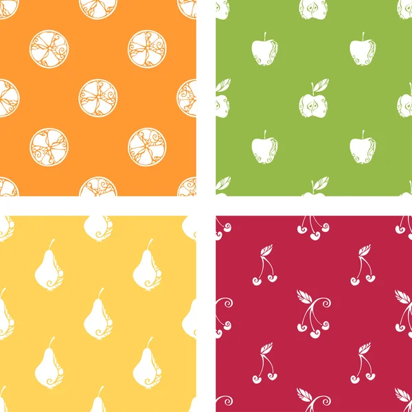 Set of fruits seamless patterns — Stock Vector
