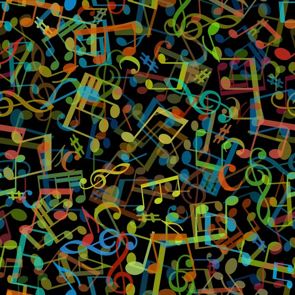 Motif musical sans couture sombre et coloré — Image vectorielle