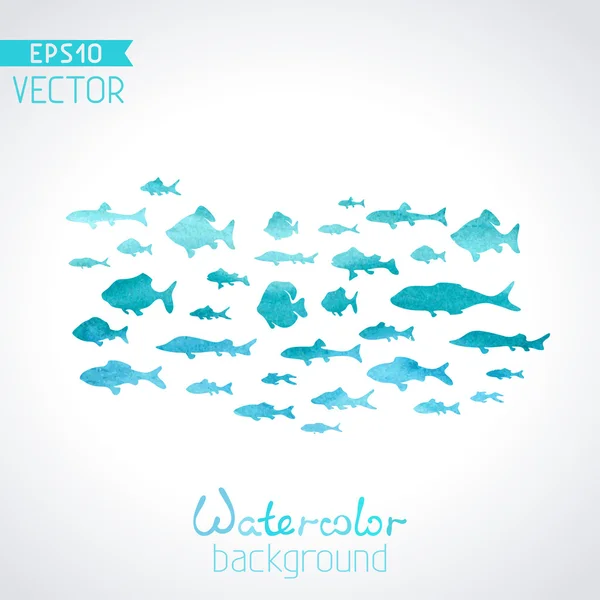 Akvarell hal a háttérben — Stock Vector