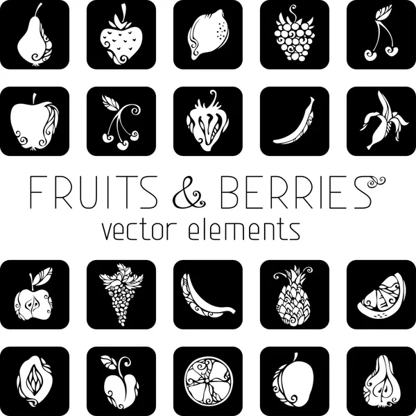 Ensemble de fruits et de baies — Image vectorielle