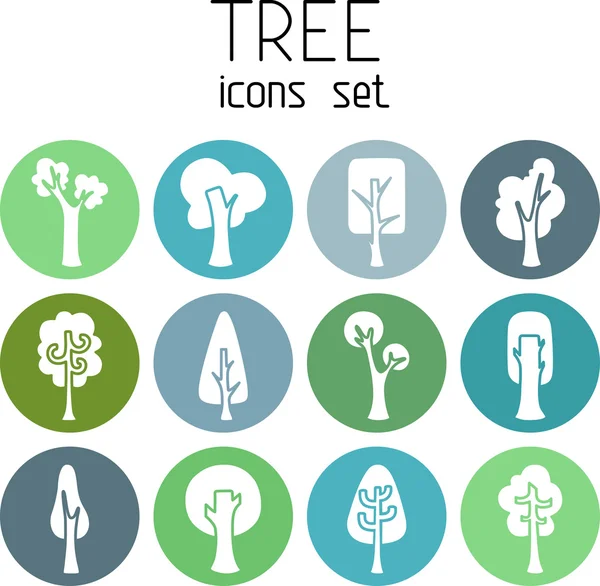 Bomen ronde iconen — Stockvector