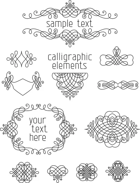 Calligrafische vormgevingselementen. — Stockvector
