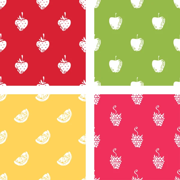 Set of seamless patterns of fruits. — Stock Vector