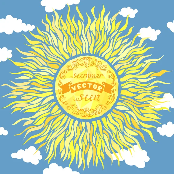 Sol en el cielo . — Vector de stock