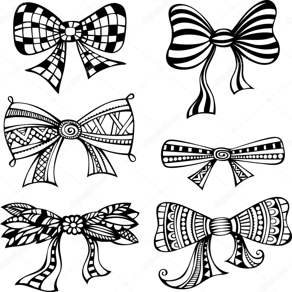 Set of vector ornate bows.