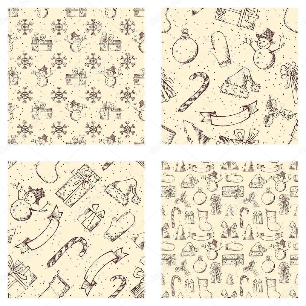 Set of seamless Christmas patterns.