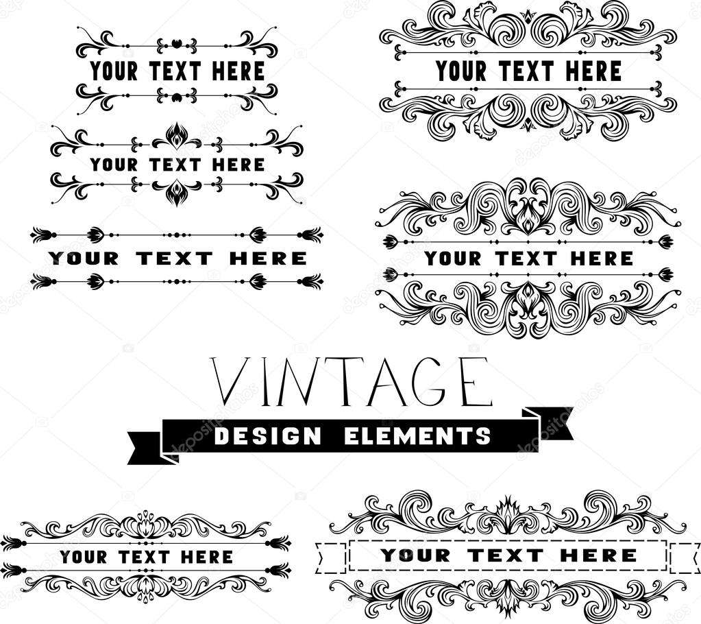 Set of vintage design elements